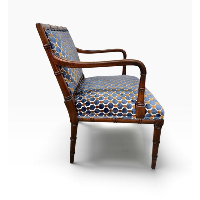 Vintage Faux Bamboo Armchairs With Geometric Upholstery – Set of 2 For Sale In Philadelphia - Image 6 of 7