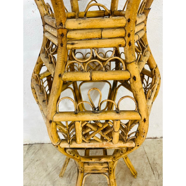 1960s Large Vintage Rattan Plant Stand For Sale - Image 5 of 12