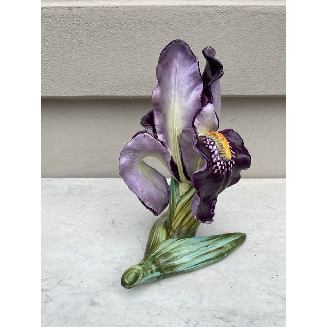 Ceramic Large French Majolica Iris Vase Massier, Circa 1880 For Sale - Image 7 of 8