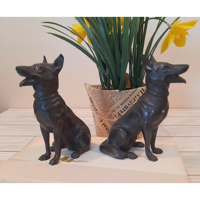 German Shephard Dog Metal Figurines Pair For Sale In Fayetteville, AR - Image 6 of 7