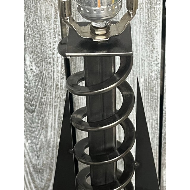 Vintage Girardi Spiral Memphis-Style Metal Lamp, Signed For Sale - Image 10 of 12