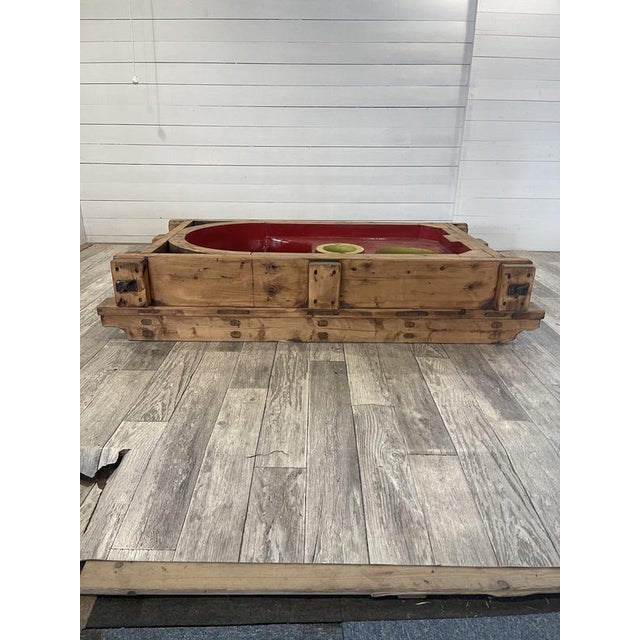Vintage Industrial Coffee Table made of Wooden Molds by Locomotive Factory in Martin, 1950. The molds are negative forms,...