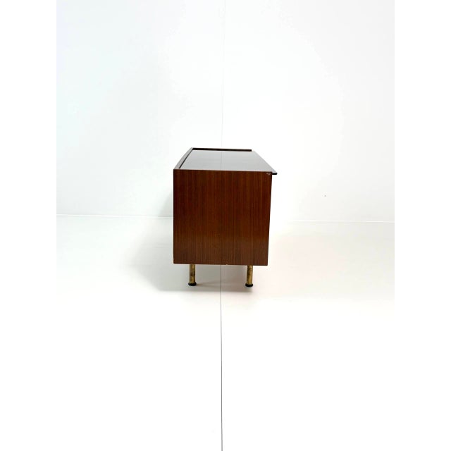 Vintage Two-Tone Wood Sideboard with Black Glass Top, 1960s For Sale - Image 11 of 18