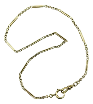 1920s Art Deco 14k Gold Alternating Link Watch Chain
