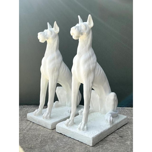 Sculpture Materials Vintage Solid Cast Cement Great Dane Statues - A Pair For Sale - Image 7 of 13