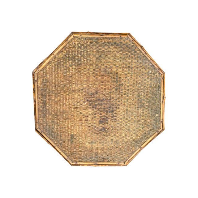 English Tiger Bamboo Three Tiered Stand With Raffia Matting For Sale In New York - Image 6 of 6