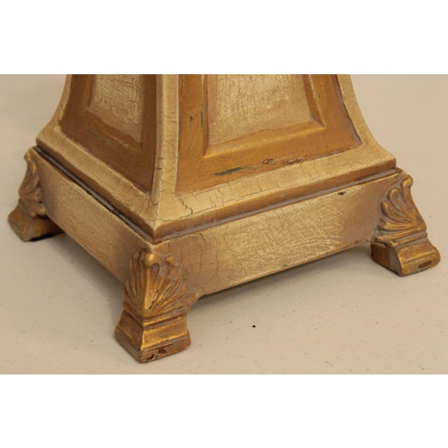 French Style Painted Gold Table Lamp with Shade For Sale - Image 9 of 13