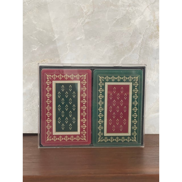 Paper Vintage Red & Green Playing Cards For Sale - Image 7 of 8
