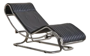 Italian Chrome + Leather Chaise Lounge Attributed to Guido Faleschini, 1970s