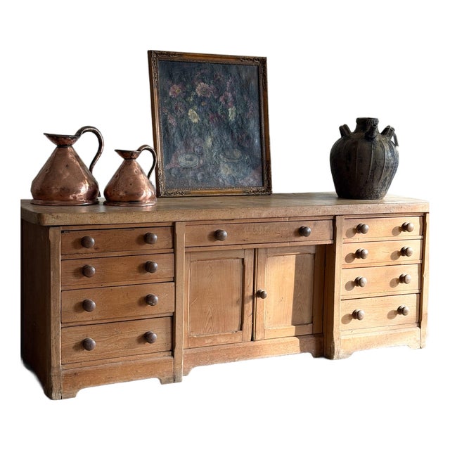 Monumental Antique English Pine Sideboard For Sale