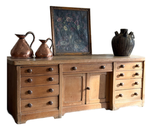 Monumental Antique English Pine Sideboard