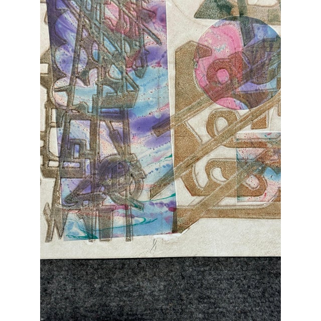 Postmodern 1980s Vintage Ruth Leaf "Tower Series" Woodblock Print, Signed For Sale - Image 3 of 9