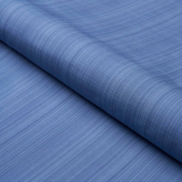 SAMPLE - Schumacher X Mark D. Sikes Gracie Solid Strie Fabric In Cobalt For Sale