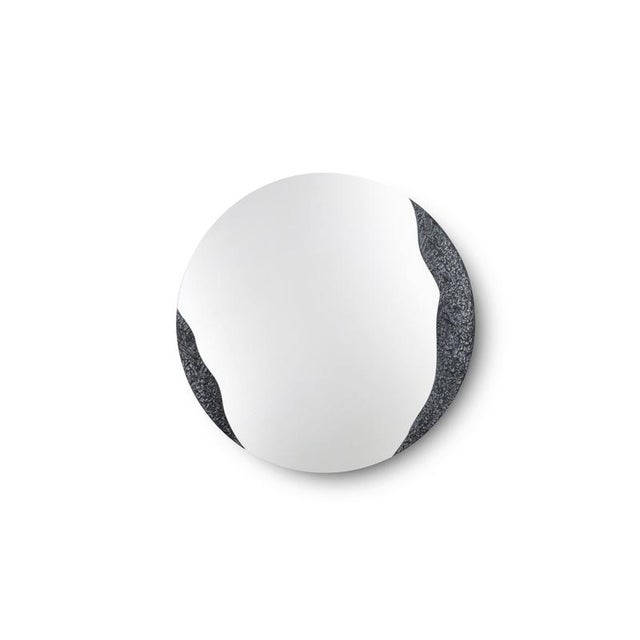 Vulcano 900 Round Mirror by Disain1971 Dimensions: D 90 x H 2.5 cm Materials: Dark Grey Mirror. Weight: 9 kg. Round...
