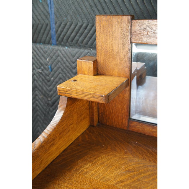Antique Come-Packt Quartersawn Oak Mission Buffet Sideboard Server W Mirror For Sale - Image 9 of 13