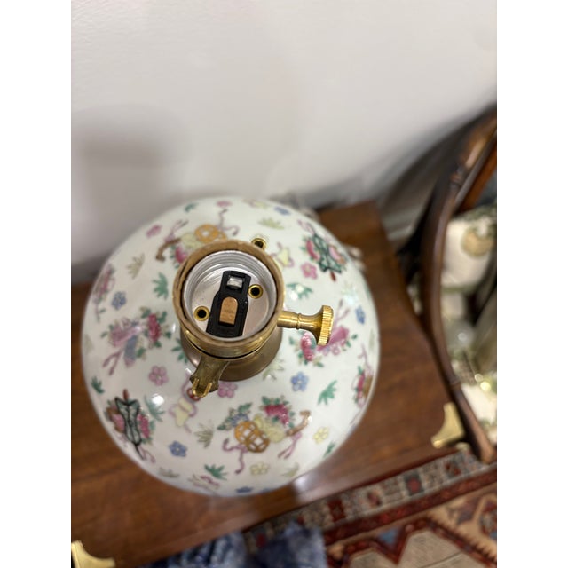 Chinese 1970s Large Precious Objects Chinese Export Lamp Famille Rose For Sale - Image 3 of 7