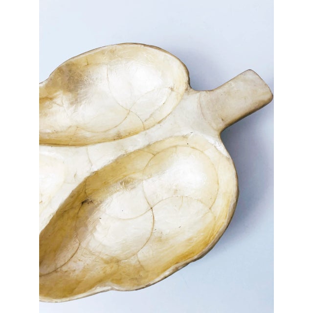 Vintage Divided Capiz Shell Leaf Tray For Sale - Image 4 of 9