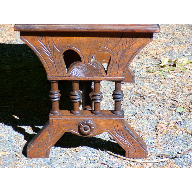 Antique Victorian Slipper Bench Solid Walnut Sewing Stool For Sale - Image 12 of 14