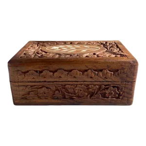 1970's Hand Carved Himalayan Sheesham Wood Jewelry Box