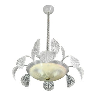 1940s Lovely Art Deco Barovier E Toso Chandelier, Murano Glass For Sale