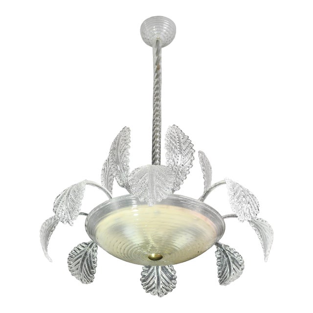 1940s Lovely Art Deco Barovier E Toso Chandelier, Murano Glass For Sale