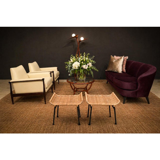 Pair of Caned Stools With Iron Frame by Carlo Hauner, Forma, Brazilian Modern, 1950s For Sale - Image 13 of 15