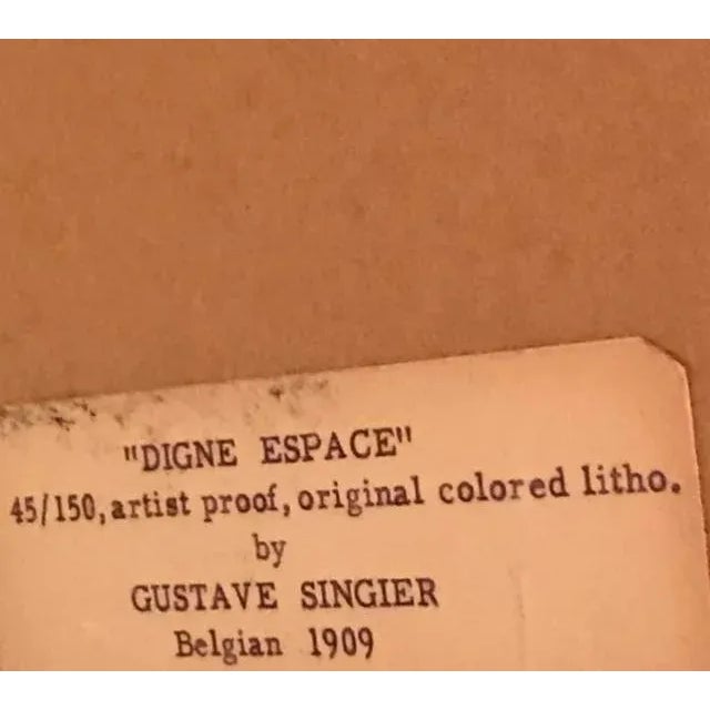 Blue 1950s “Digne Espace” Abstract Lithograph by Gustave, Framed For Sale - Image 8 of 9