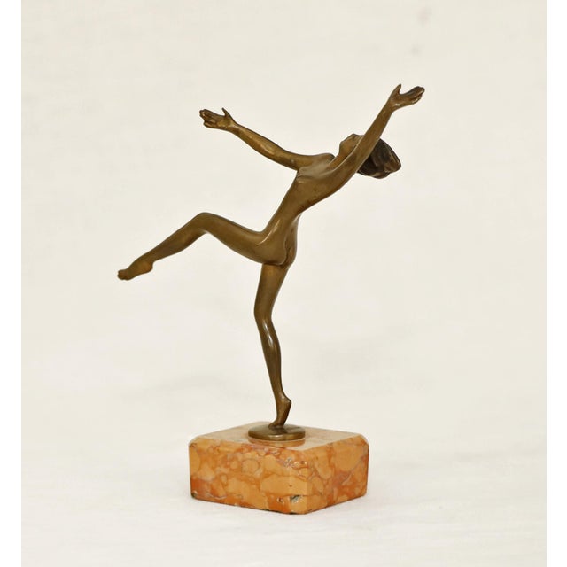 Josef Lorenzl, Dancing Female Nude, 1920s, Bronze & Marble For Sale - Image 6 of 8