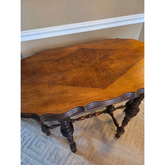Stunning Edwardian-style parlor library table. It blends classic early 20th-century sophistication with everyday...