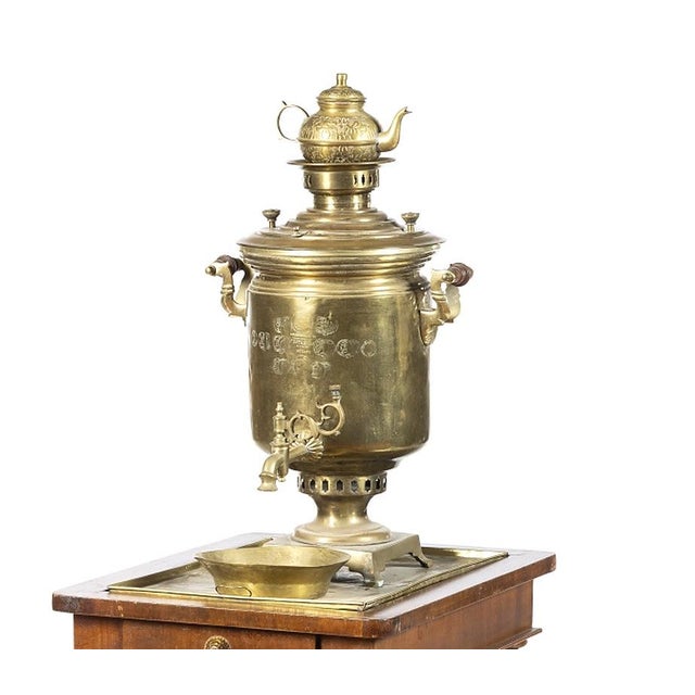 Somavar with Tray and Bowl and Table, Set of 3 For Sale - Image 5 of 8
