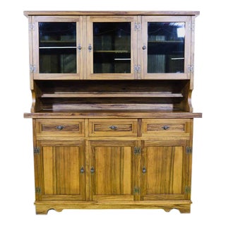 Rustic Wooden Cupboard with Display Top For Sale