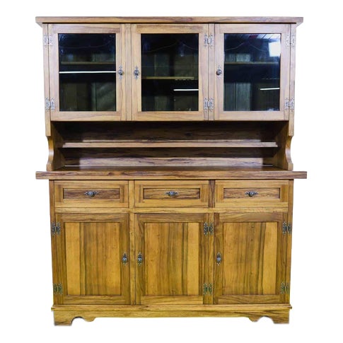 Rustic Wooden Cupboard with Display Top For Sale