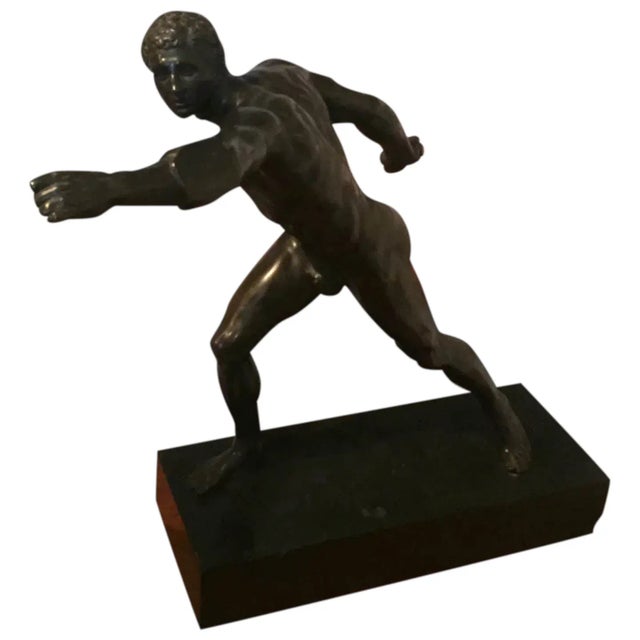 Antique 19th Century French Grand Tour Bronze Figure of an Athlete Mounted on Original Black Slate Base For Sale - Image 13 of 13