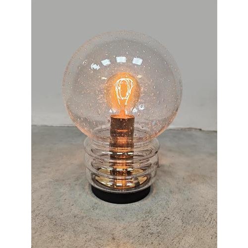 Vintage Bulb Table Lamp in Bubble Glass by Herbert Proft for Glashutte Limburg, 1970s For Sale - Image 4 of 5