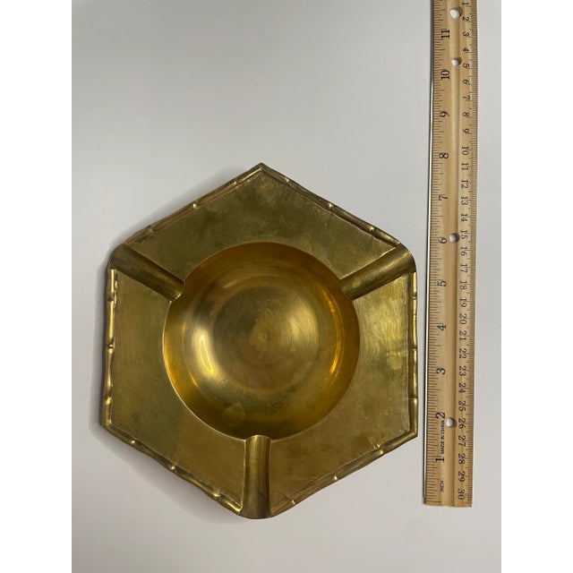 Brass Vintage Hollywood Regency Hexagon Soild Brass Catchall/Ashtray, a Pair For Sale - Image 8 of 10