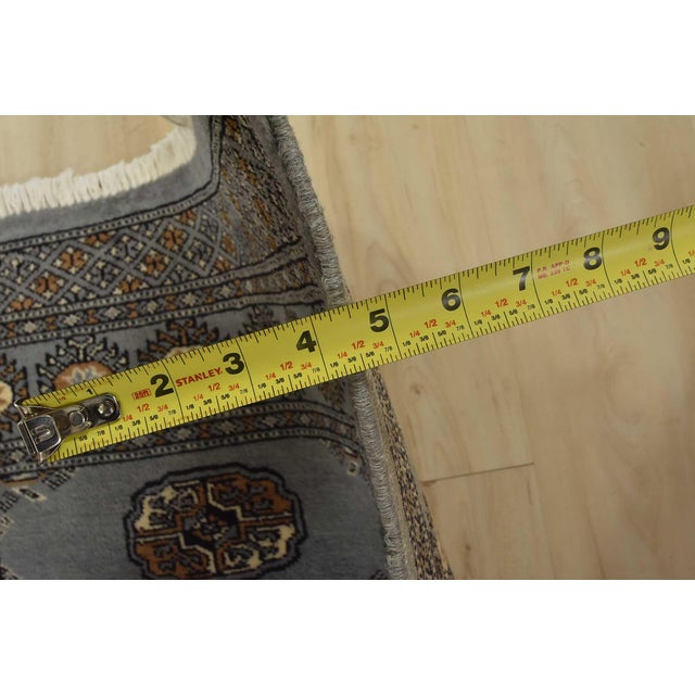 Textile Bokhara Rug 2’8” X 4’1” Gray Wool Tribal Hand-Knotted Oriental Carpet For Sale - Image 7 of 9
