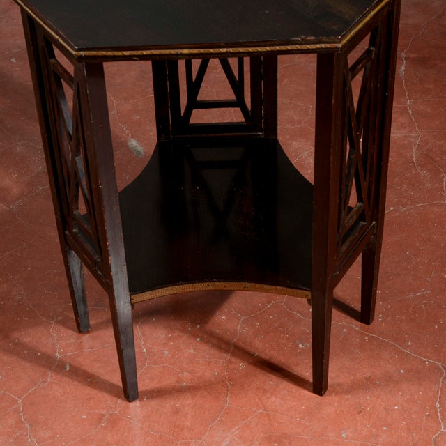 Hexagonal Liberty Coffee Table with Brass Frames, 1920s For Sale - Image 17 of 18