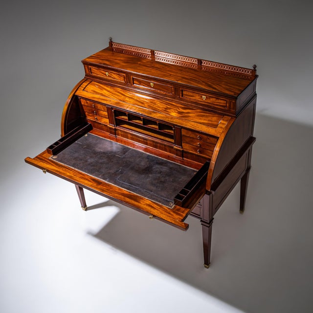 Metal Louis XVI Roll-Top Desk in Mahogany, 1800s For Sale - Image 7 of 14