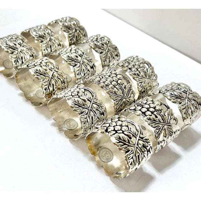Silver Vintage Silverplate Napkin Rings Grape Cluster – Tabletop Entertaining – Set of 12 For Sale - Image 8 of 11