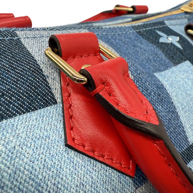 Louis Vuitton Limited Edition Denim Patchwork Bandoulière Speedy Damier 30, 2019. For Sale - Image 10 of 12