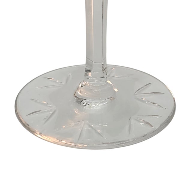 Exquisite Bohemian Bohemian Lime Green Cut to Clear Wine Glass With Fans Floral Design For Sale - Image 10 of 11