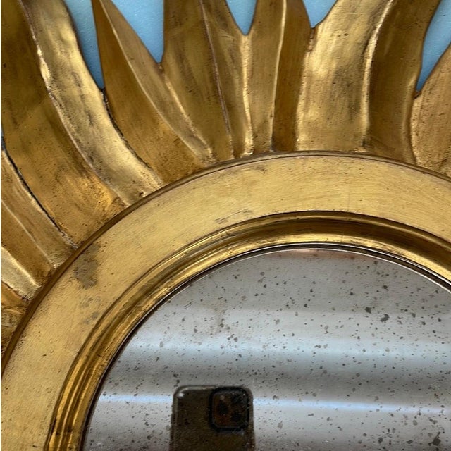 Mid 20th Century Italian Florentine Sunburst With Old Mirror For Sale - Image 6 of 12