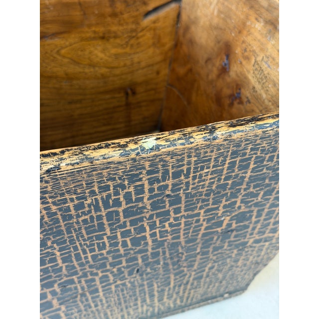 Antique Wabi-Sabi Crackle Painted Grain Rice Bucket For Sale - Image 4 of 11
