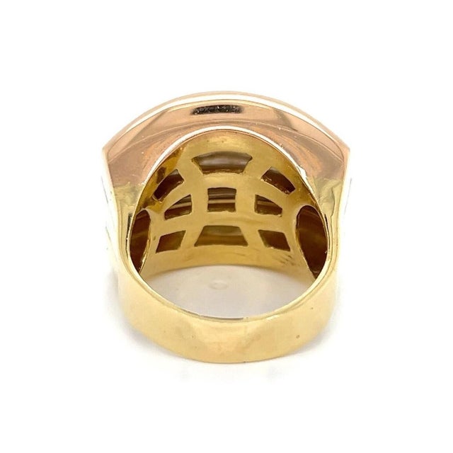 Mid 20th Century Mid 20th Century Triple Row 18k Tri-Color Gold Dome Curved Top Ring - Size 6.5 For Sale - Image 5 of 8