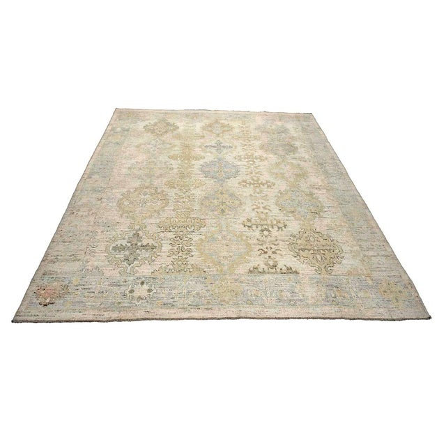 Textile 21st Century Turkish Oushak Wool 9x10 Gold, Gray & Ivory Handmade Area Rug #1144124 For Sale - Image 7 of 11