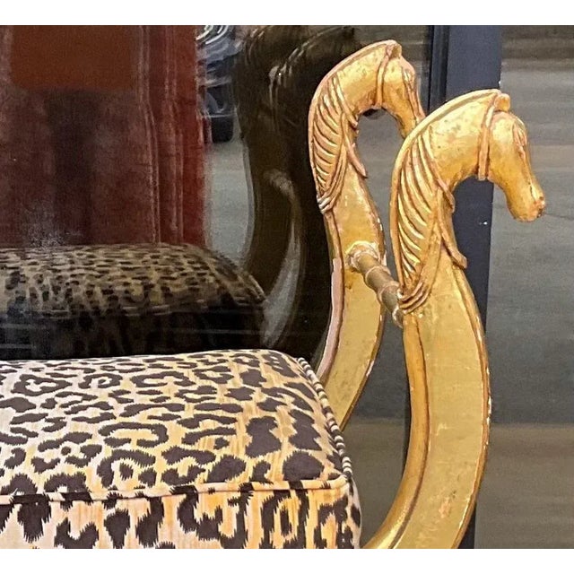Italian 19th-C. Neo-Classical Maison Jansen Style Giltwood Bench / Ottoman in Leopard Velvet For Sale - Image 3 of 8