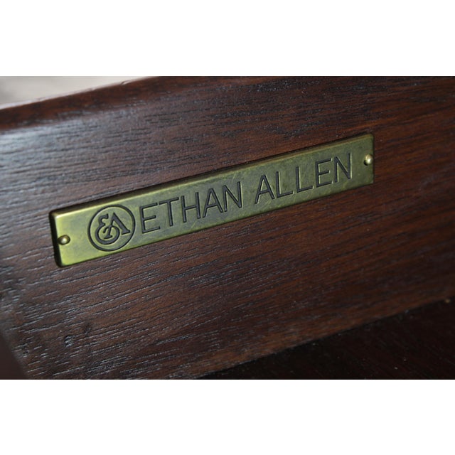 Ethan Allen Inlaid Townhouse Burl Wood Bombe Chest For Sale - Image 15 of 17