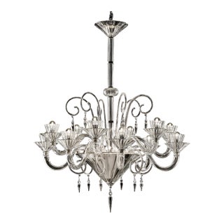 Imperial Trasparent and Gold "Rigadin" Murano Glass Chandelier For Sale