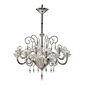 Imperial Trasparent and Gold "Rigadin" Murano Glass Chandelier