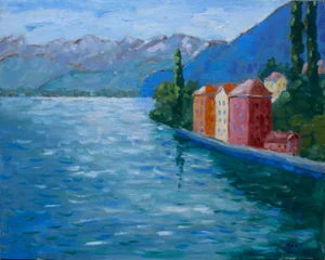Lake Como, Italy, Contemporary Oil Painting Wall Decor